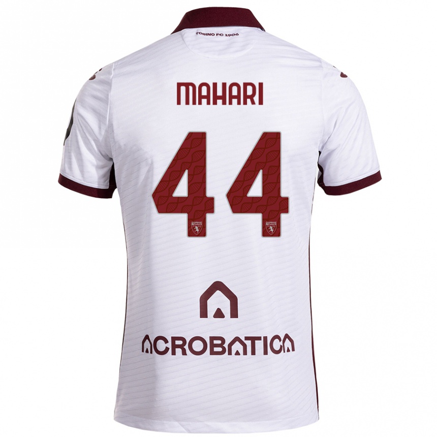 Kids Football Efdon Mahari #44 White Maroon Away Jersey 2024/25 T-Shirt Canada