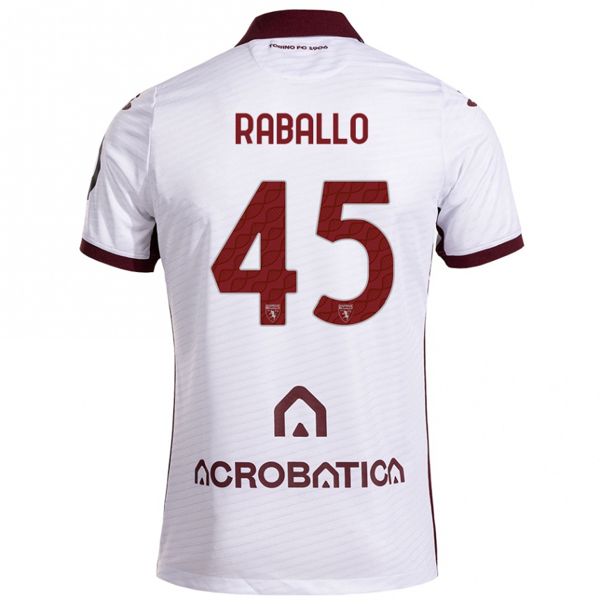 Kids Football Alessio Raballo #45 White Maroon Away Jersey 2024/25 T-Shirt Canada