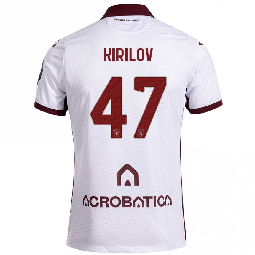 Kids Football Martin Kirilov #47 White Maroon Away Jersey 2024/25 T-Shirt Canada