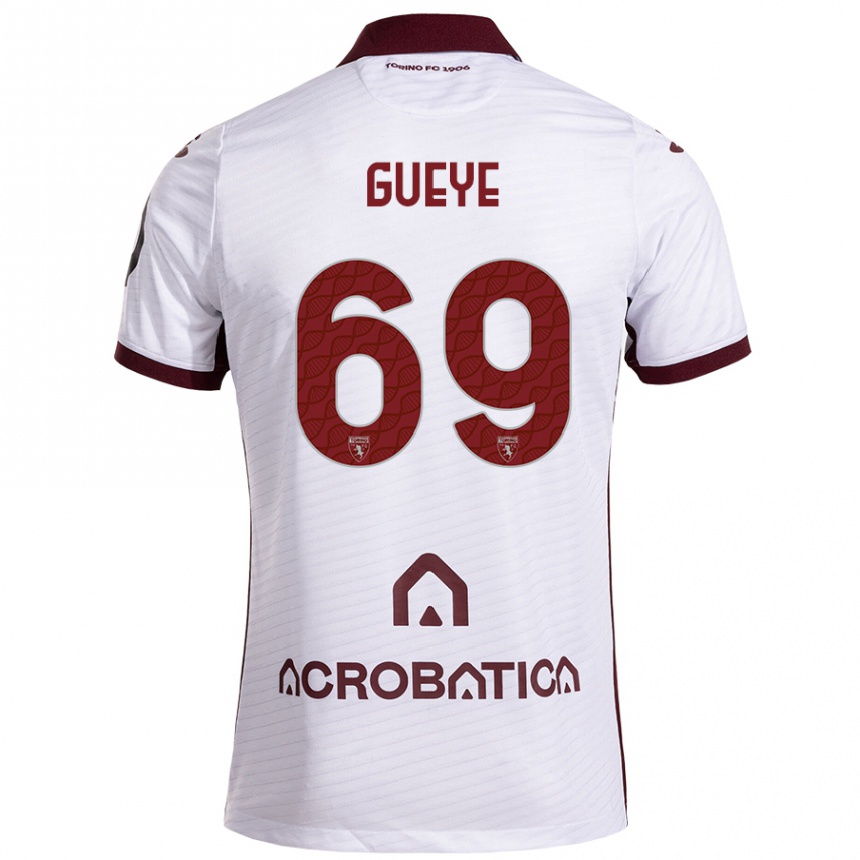 Kids Football Ousmane Gueye #69 White Maroon Away Jersey 2024/25 T-Shirt Canada