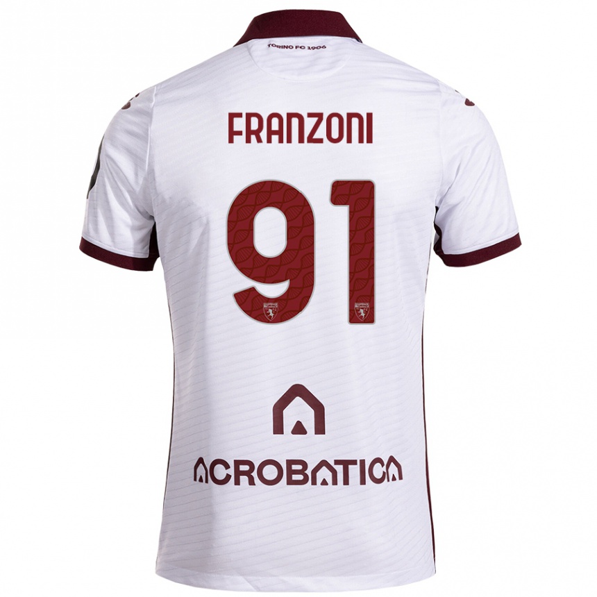 Enfant Football Maillot Nicolò Franzoni #91 Blanc Marron Tenues Extérieur 2024/25 Canada