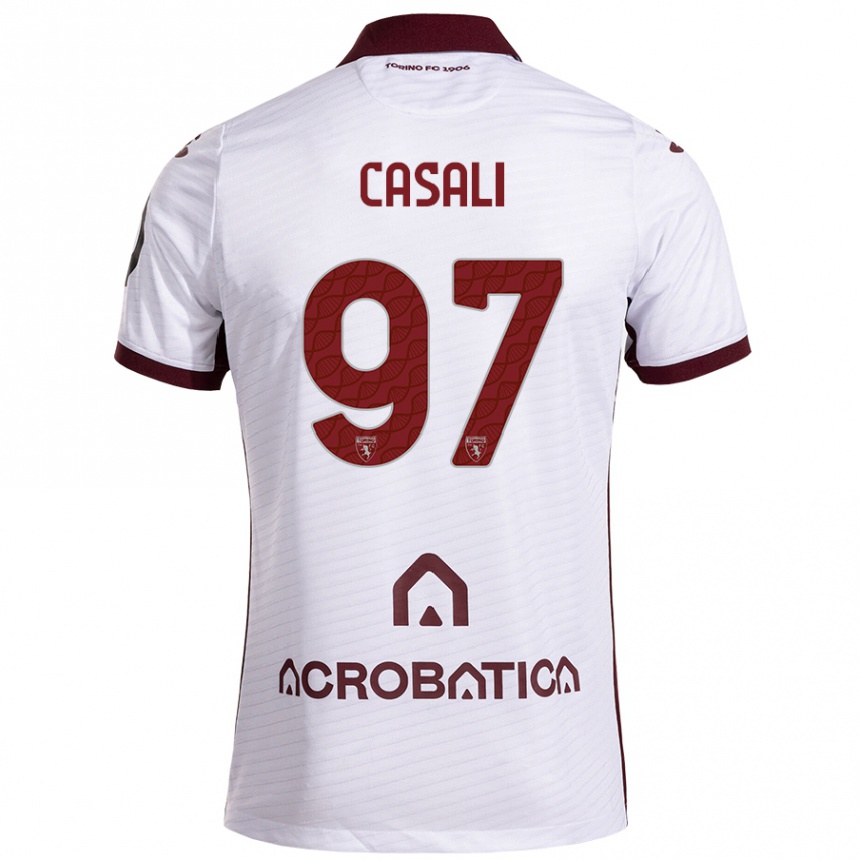 Enfant Football Maillot Michele Casali #97 Blanc Marron Tenues Extérieur 2024/25 Canada