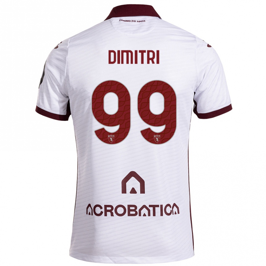 Kids Football Matteo Dimitri #99 White Maroon Away Jersey 2024/25 T-Shirt Canada