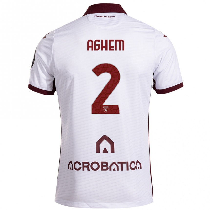 Kids Football Brigitta Aghem #2 White Maroon Away Jersey 2024/25 T-Shirt Canada