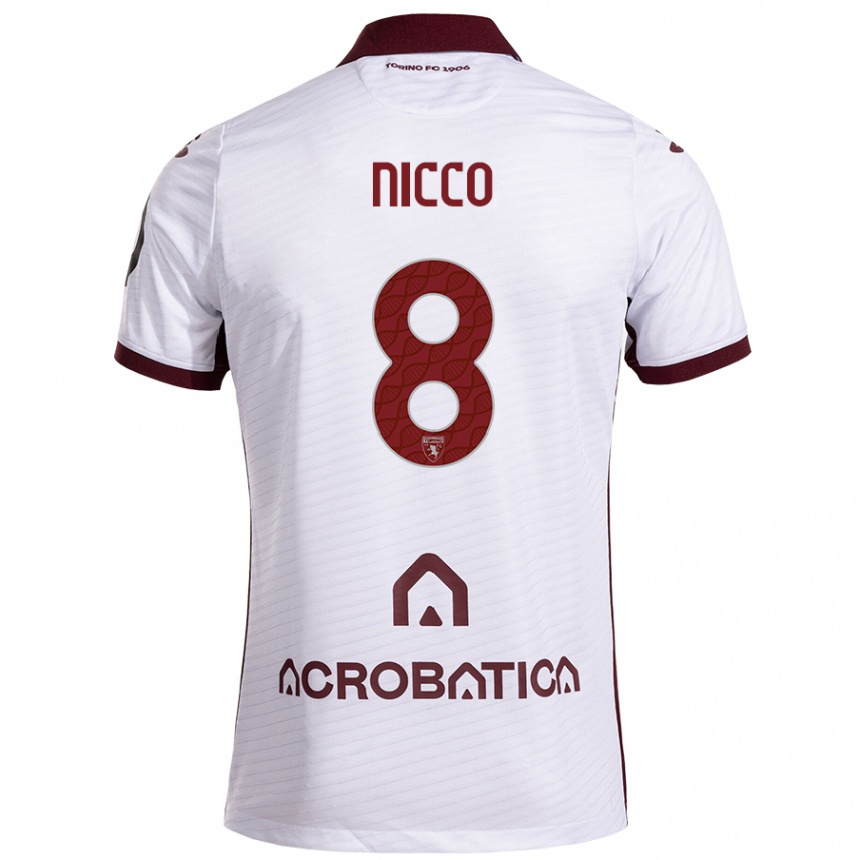 Kids Football Giada Nicco #8 White Maroon Away Jersey 2024/25 T-Shirt Canada