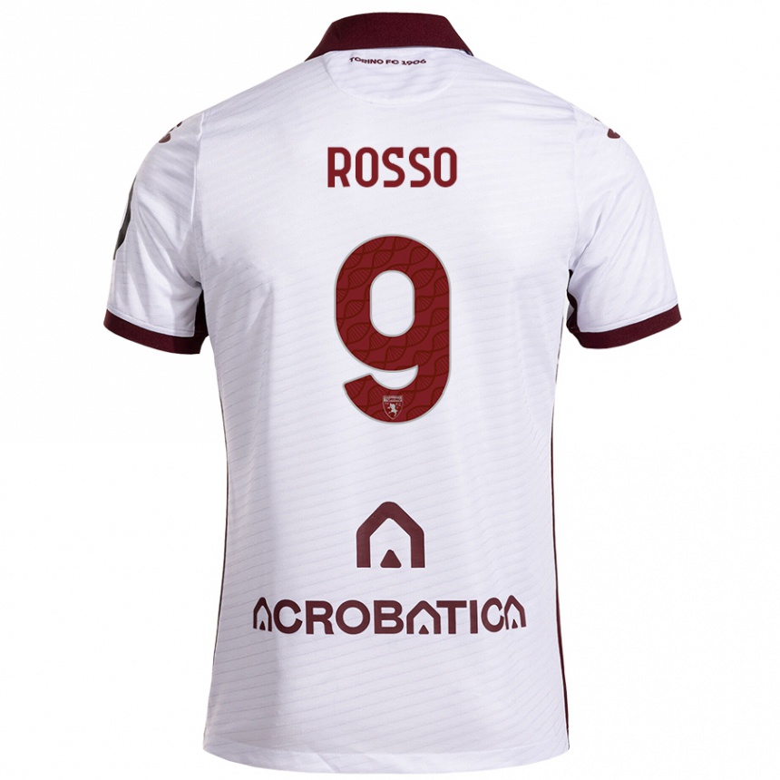 Kids Football Eleonora Rosso #9 White Maroon Away Jersey 2024/25 T-Shirt Canada