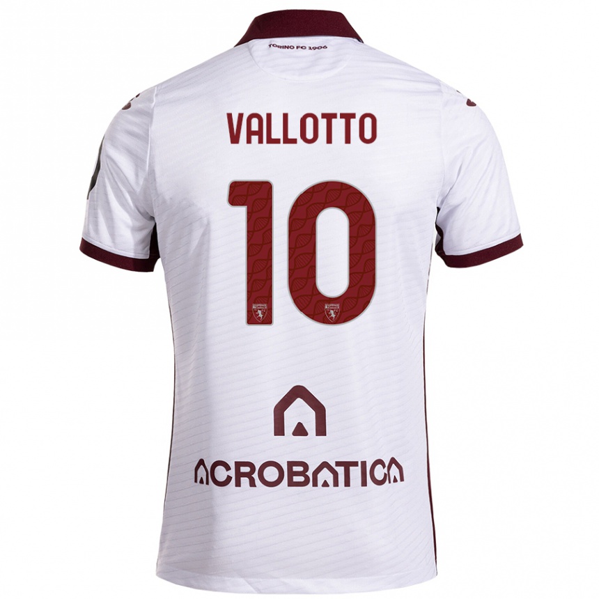 Kids Football Greta Vallotto #10 White Maroon Away Jersey 2024/25 T-Shirt Canada