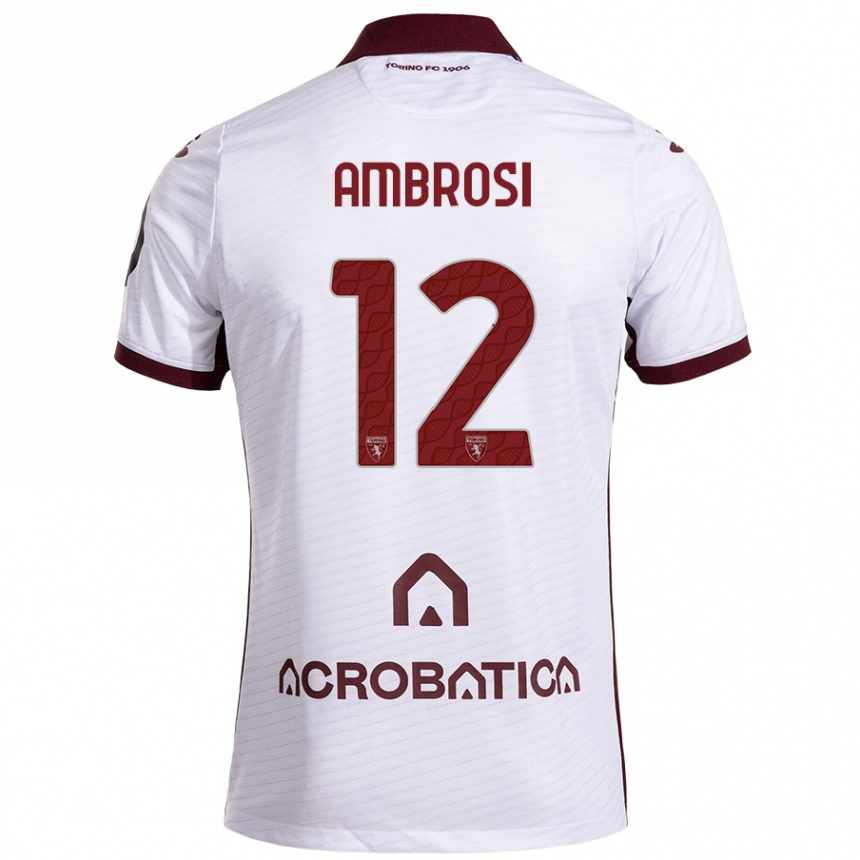 Kids Football Martina Ambrosi #12 White Maroon Away Jersey 2024/25 T-Shirt Canada