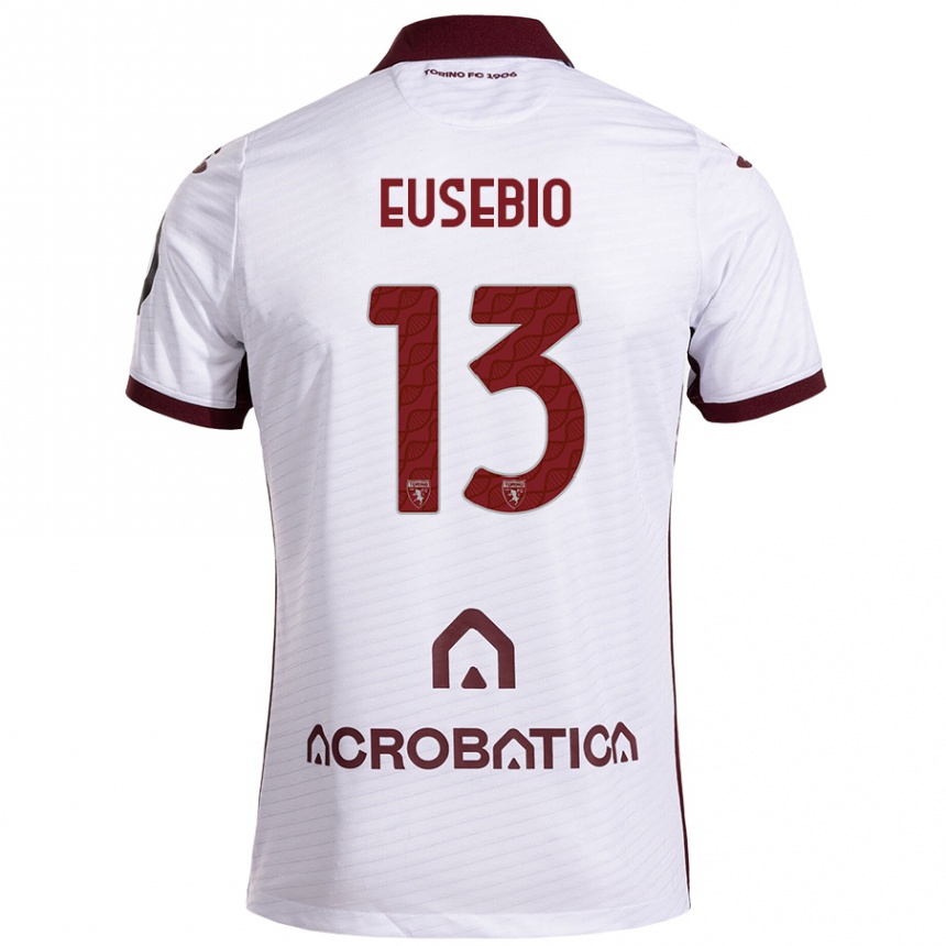 Kids Football Chiara Eusebio #13 White Maroon Away Jersey 2024/25 T-Shirt Canada