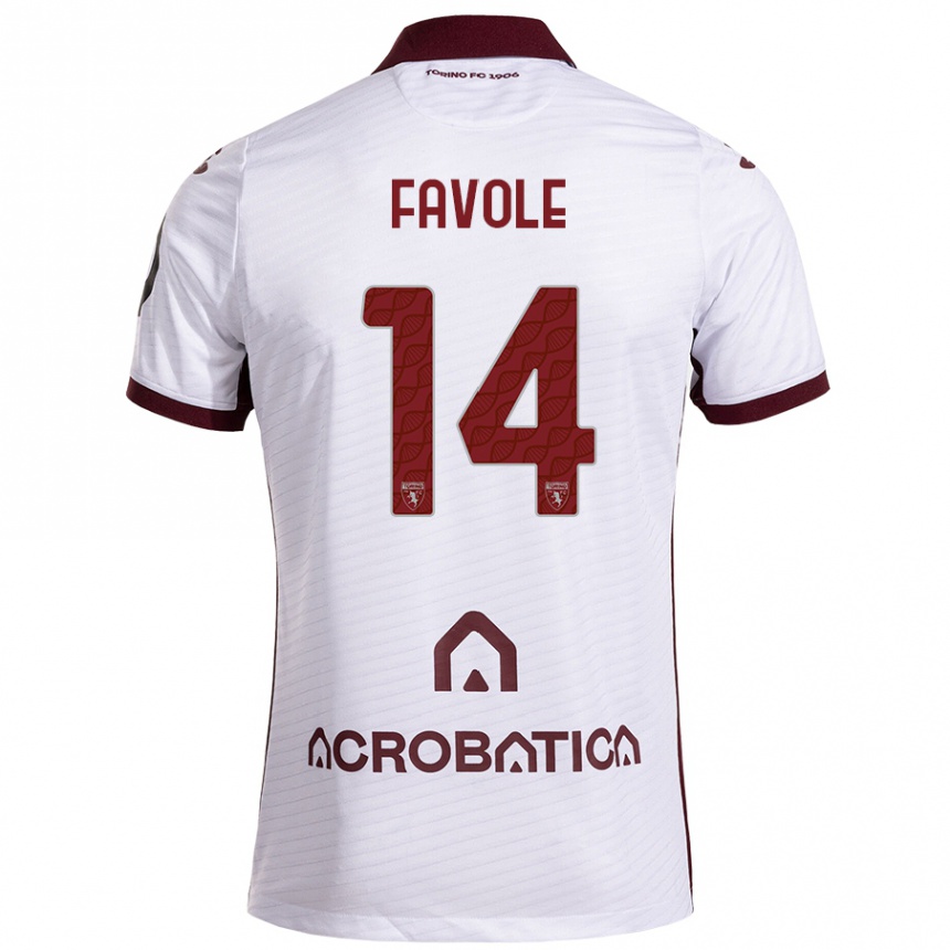 Kids Football Annalisa Favole #14 White Maroon Away Jersey 2024/25 T-Shirt Canada