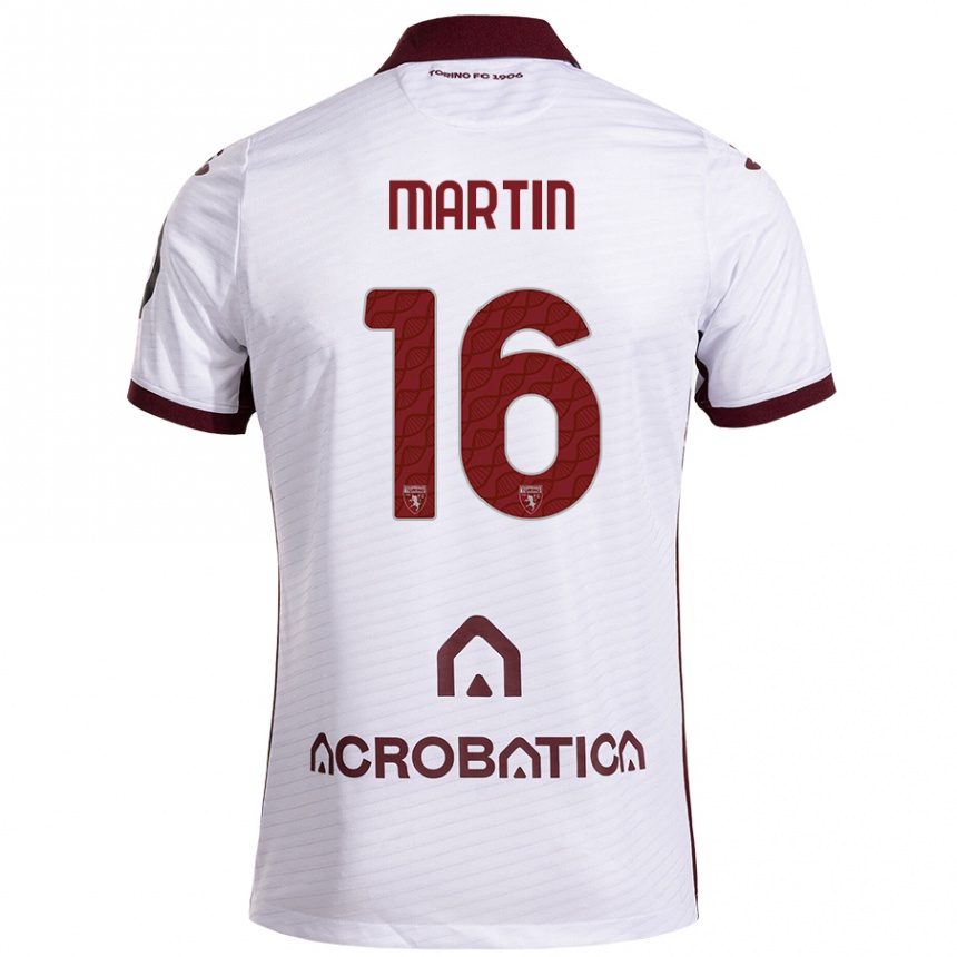 Kids Football Francesca Martin #16 White Maroon Away Jersey 2024/25 T-Shirt Canada