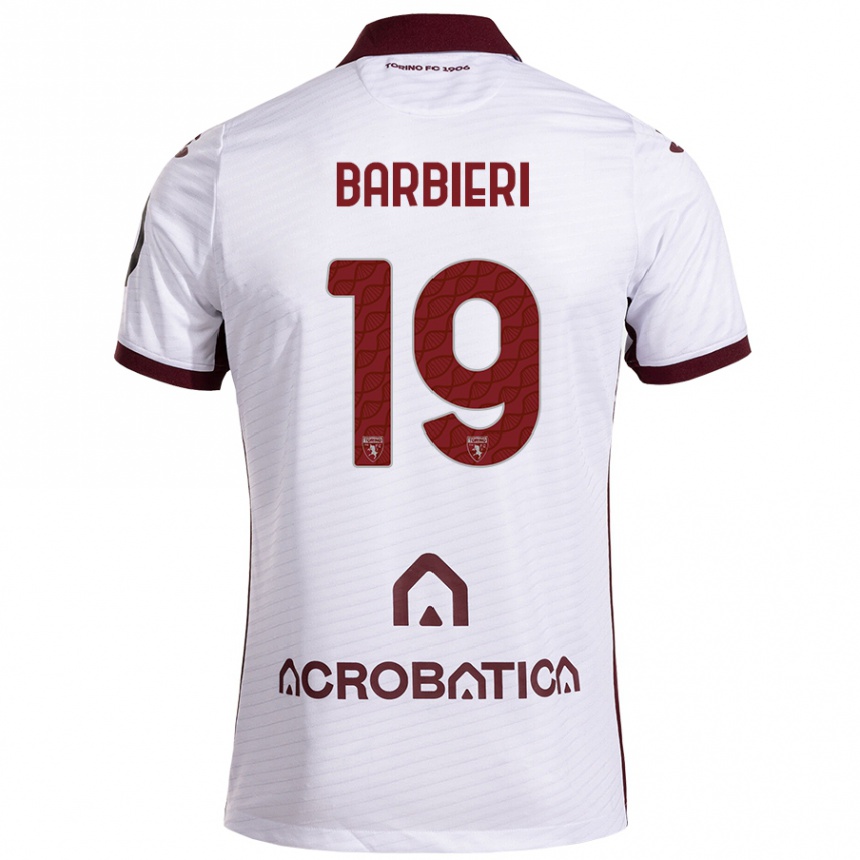 Kids Football Raffaella Barbieri #19 White Maroon Away Jersey 2024/25 T-Shirt Canada