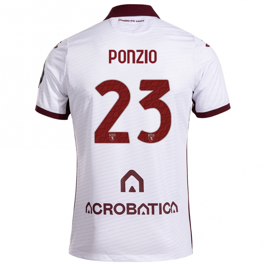 Kids Football Erika Ponzio #23 White Maroon Away Jersey 2024/25 T-Shirt Canada