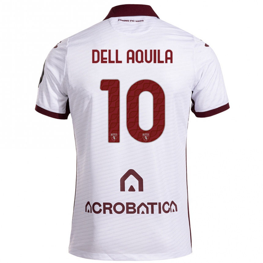 Kids Football Francesco Dell'aquila #10 White Maroon Away Jersey 2024/25 T-Shirt Canada