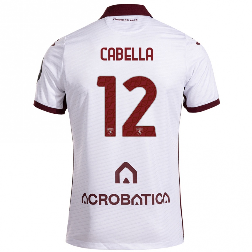 Kids Football Matteo Cabella #12 White Maroon Away Jersey 2024/25 T-Shirt Canada