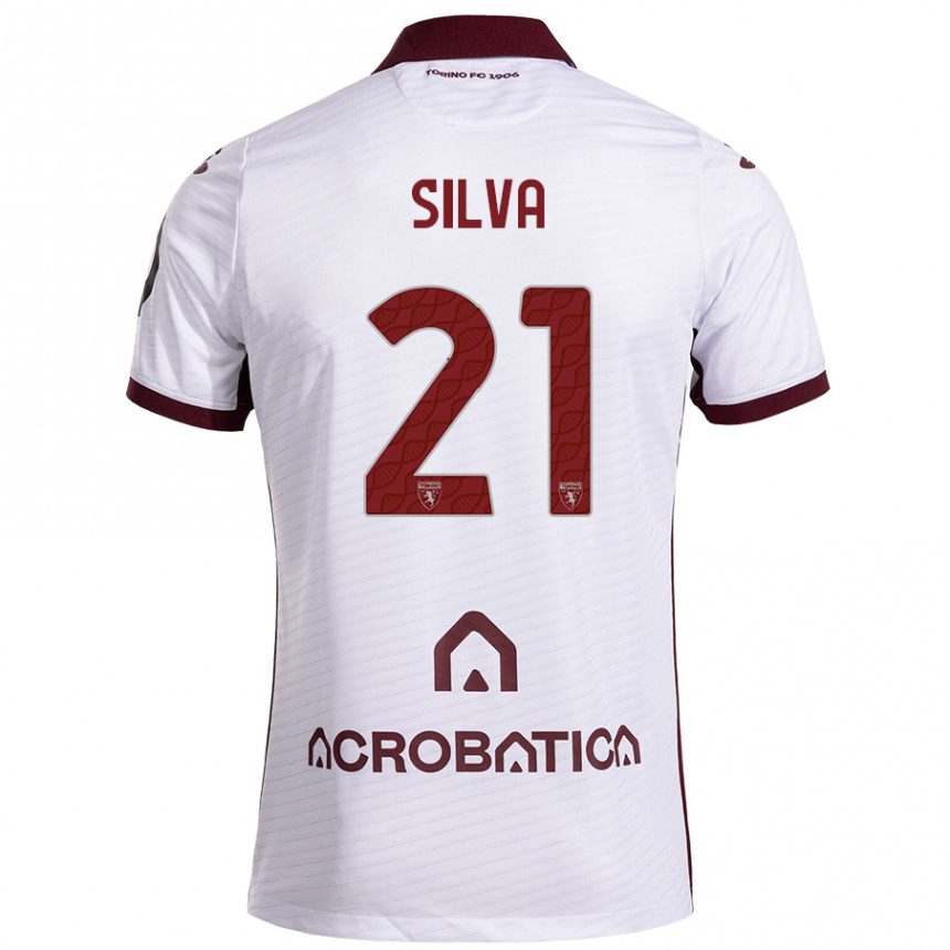 Kids Football Jonathan Silva #21 White Maroon Away Jersey 2024/25 T-Shirt Canada