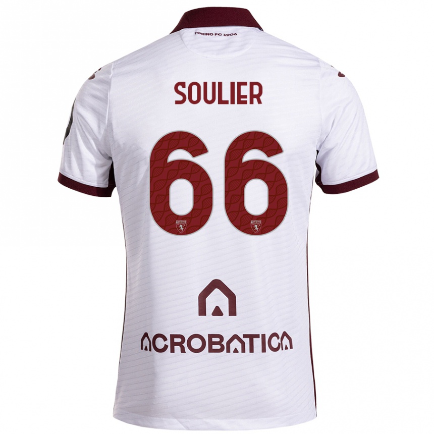 Kids Football Evan Soulier #66 White Maroon Away Jersey 2024/25 T-Shirt Canada