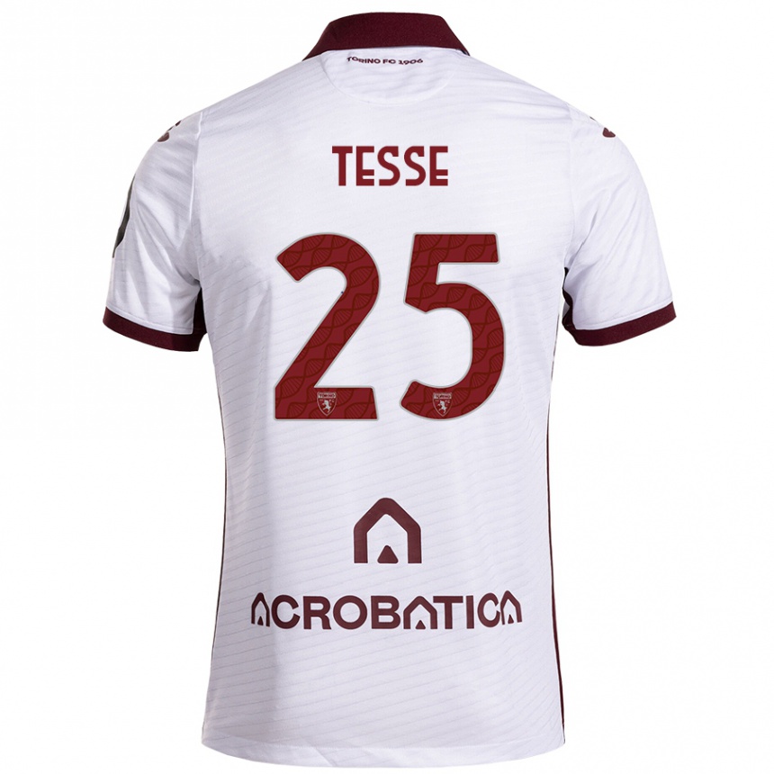 Kids Football Manuela Tesse #25 White Maroon Away Jersey 2024/25 T-Shirt Canada