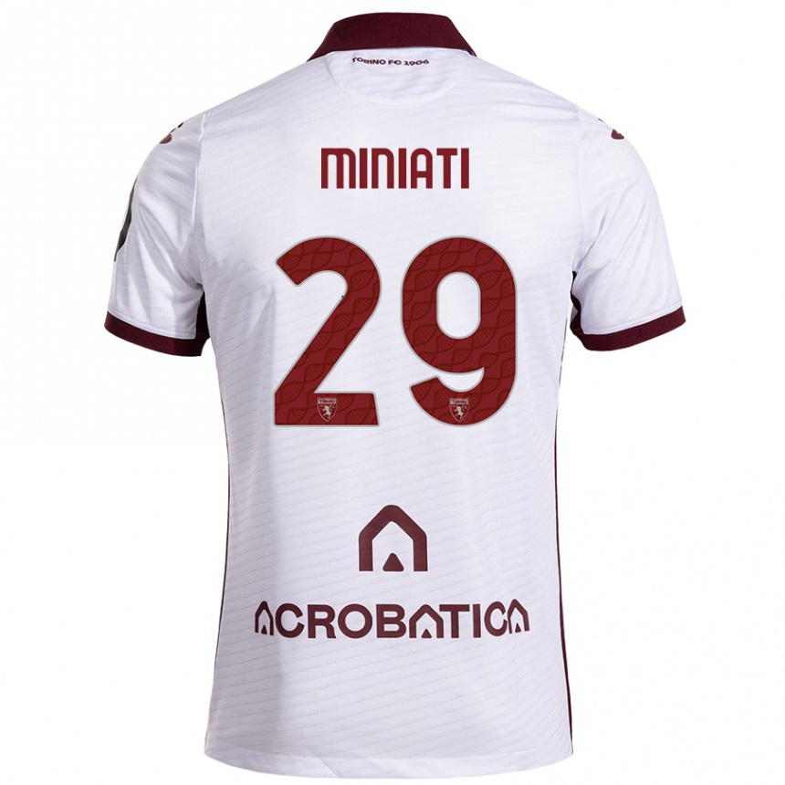 Kids Football Elisa Miniati #29 White Maroon Away Jersey 2024/25 T-Shirt Canada