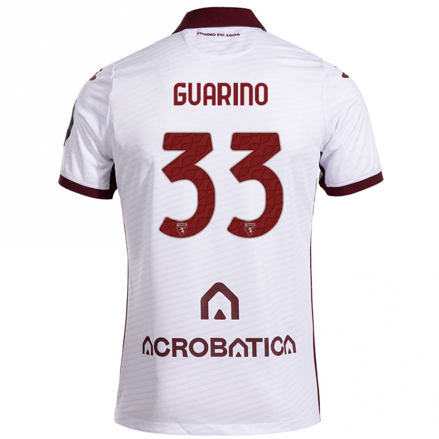 Kids Football Rita Guarino #33 White Maroon Away Jersey 2024/25 T-Shirt Canada