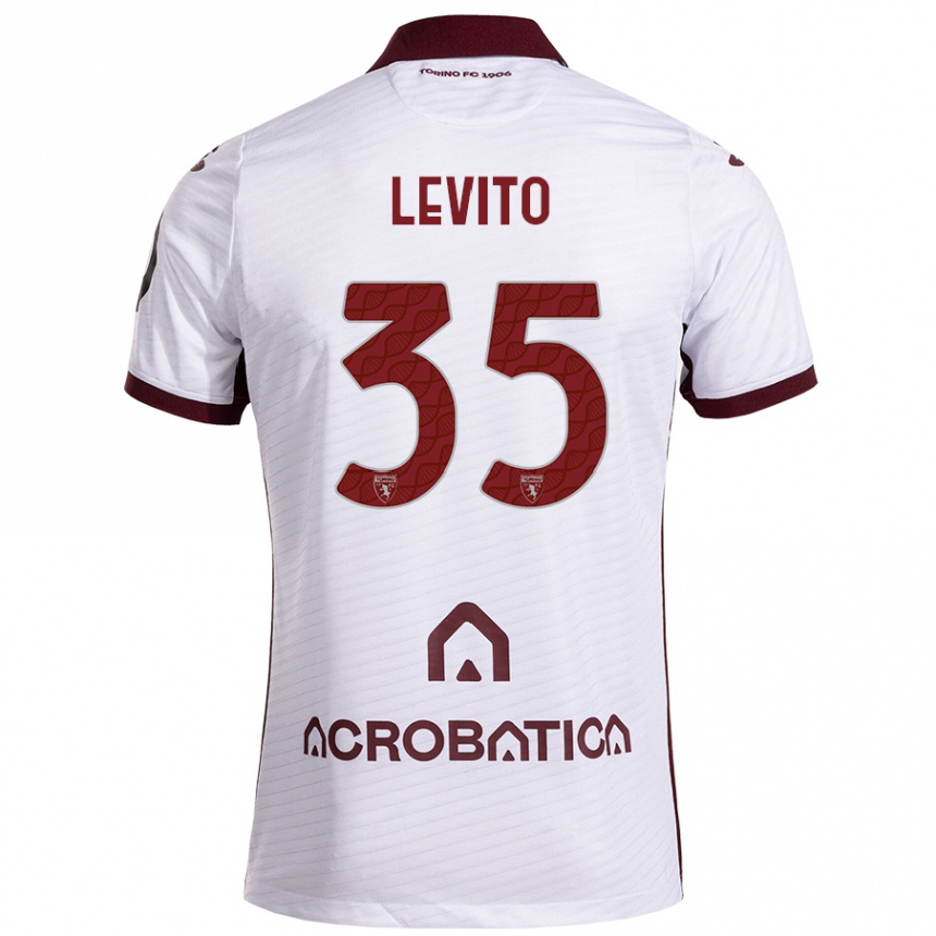 Kids Football Isabeau Levito #35 White Maroon Away Jersey 2024/25 T-Shirt Canada