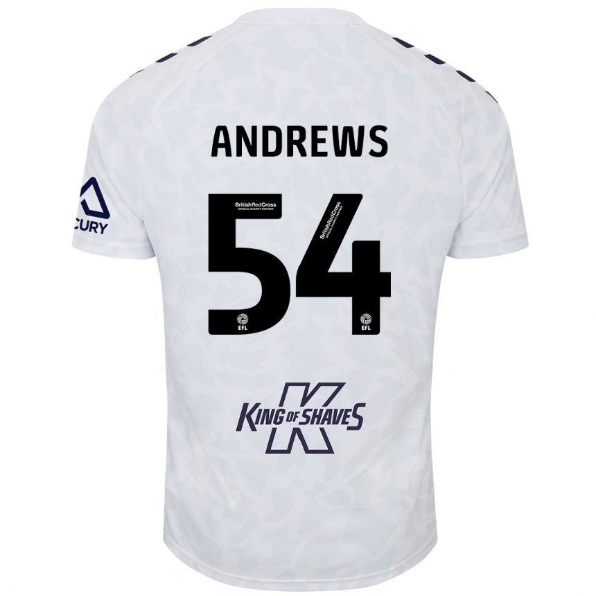 Kids Football Kai Andrews #54 White Away Jersey 2024/25 T-Shirt Canada