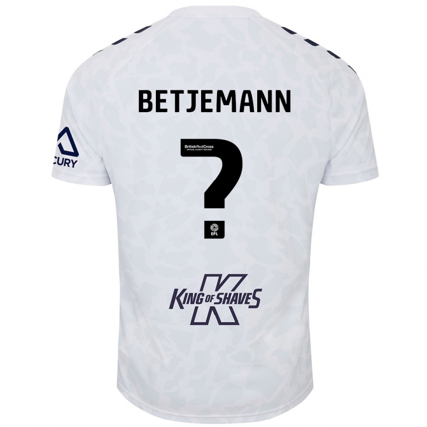 Kids Football Elliot Betjemann #0 White Away Jersey 2024/25 T-Shirt Canada