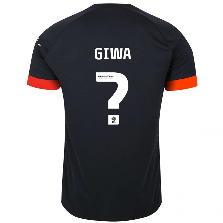 Kids Football Tyrell Giwa #0 Black Orange Away Jersey 2024/25 T-Shirt Canada