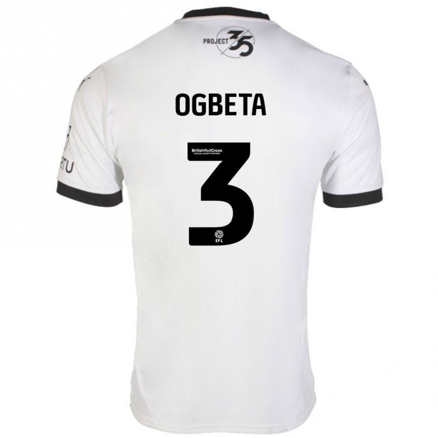 Enfant Football Maillot Nathanael Ogbeta #3 Blanc Noir Tenues Extérieur 2024/25 Canada