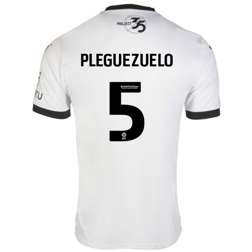 Enfant Football Maillot Julio Pleguezuelo #5 Blanc Noir Tenues Extérieur 2024/25 Canada