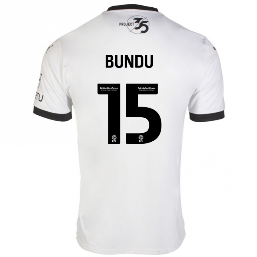 Kids Football Mustapha Bundu #15 White Black Away Jersey 2024/25 T-Shirt Canada