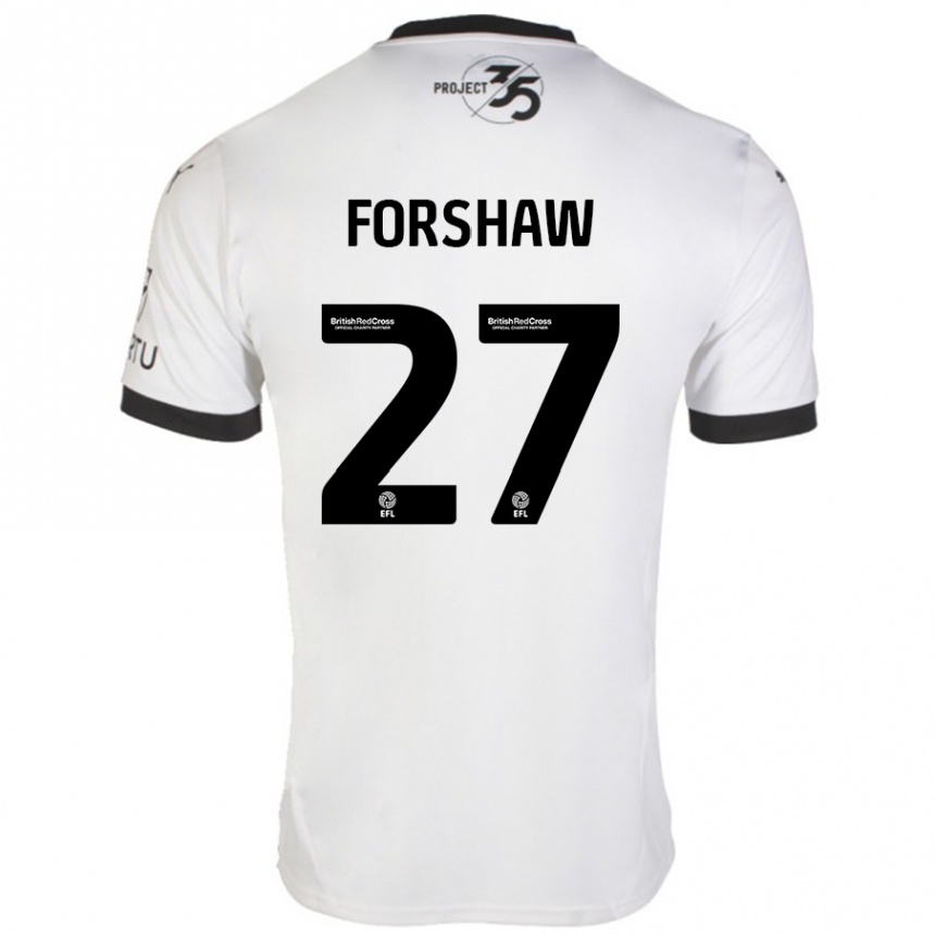 Kids Football Adam Forshaw #27 White Black Away Jersey 2024/25 T-Shirt Canada