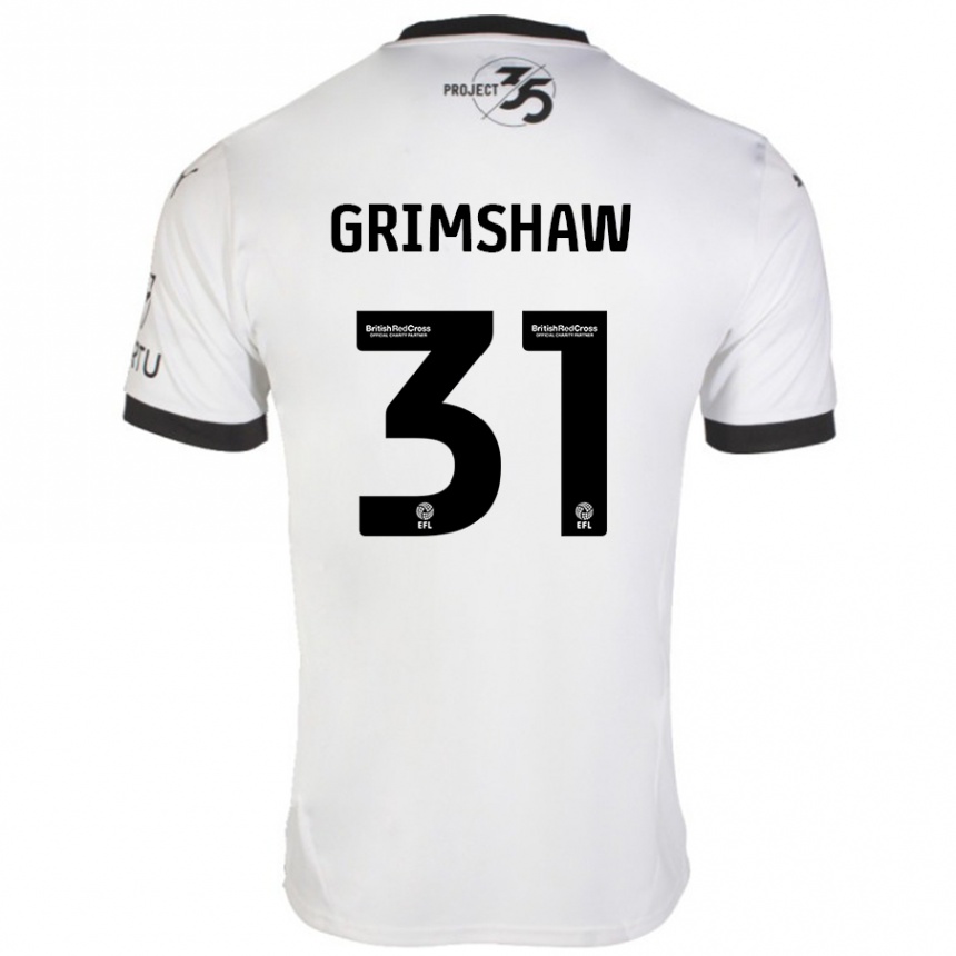 Kids Football Daniel Grimshaw #31 White Black Away Jersey 2024/25 T-Shirt Canada