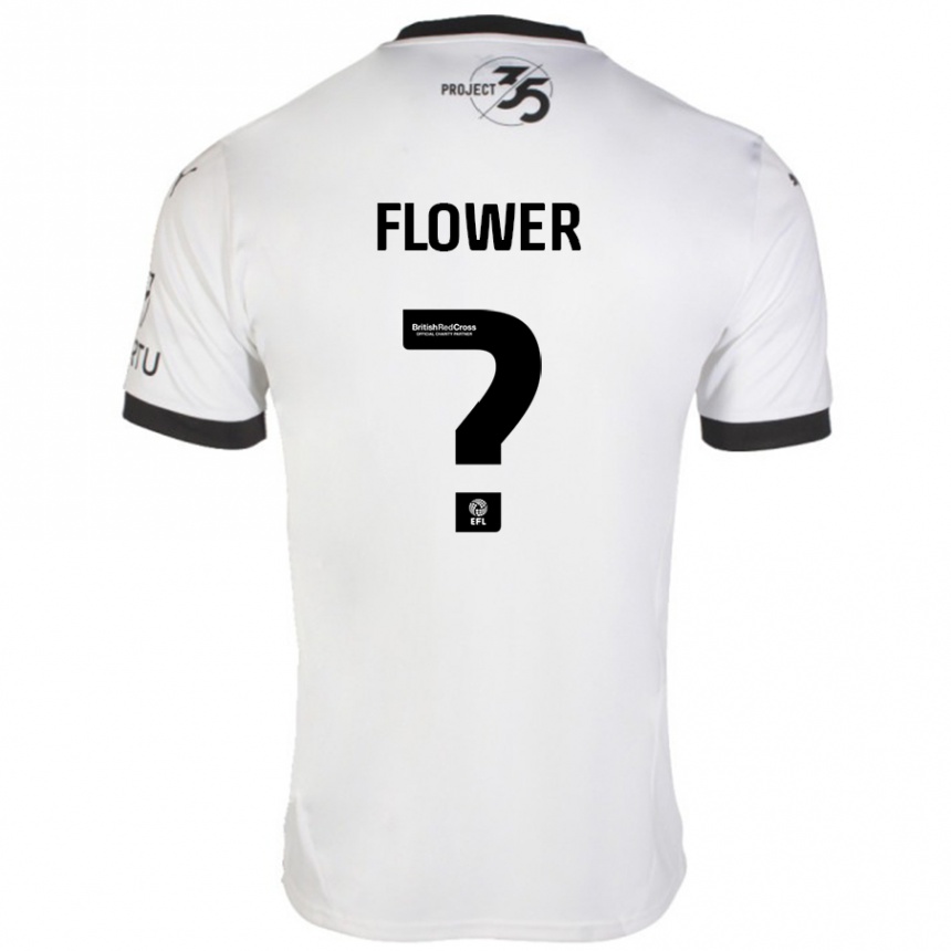 Kids Football Jack Flower #0 White Black Away Jersey 2024/25 T-Shirt Canada