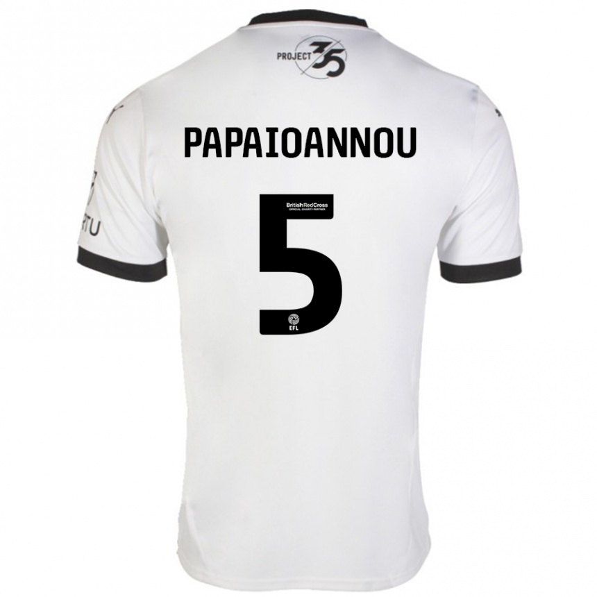 Kids Football Panagiota Papaioannou #5 White Black Away Jersey 2024/25 T-Shirt Canada