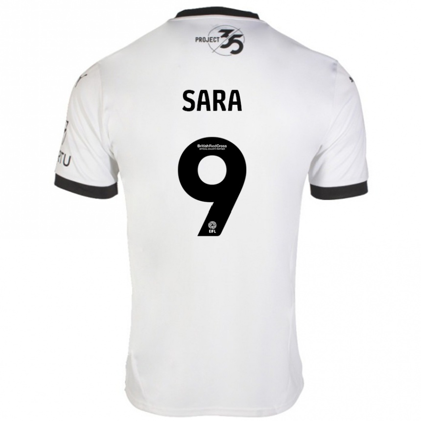 Kids Football Ellie Sara #9 White Black Away Jersey 2024/25 T-Shirt Canada