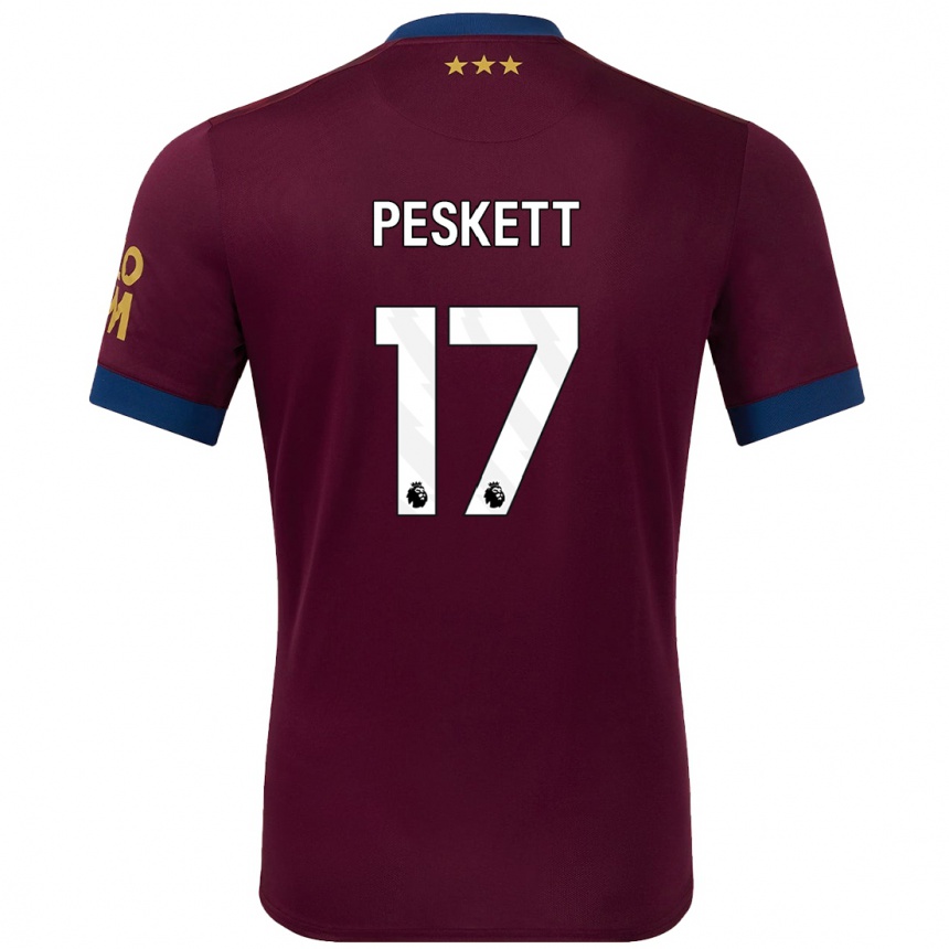 Kids Football Sophie Peskett #17 Brown Away Jersey 2024/25 T-Shirt Canada