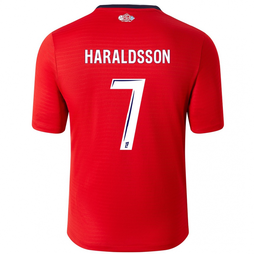 Men Football Hákon Arnar Haraldsson #7 Red White Home Jersey 2024/25 T-Shirt Canada