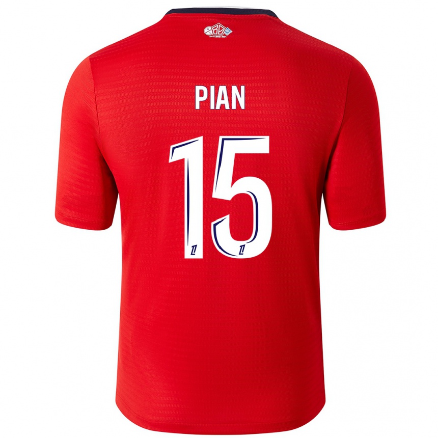 Homme Football Maillot Julie Pian #15 Rouge Blanc Tenues Domicile 2024/25 Canada