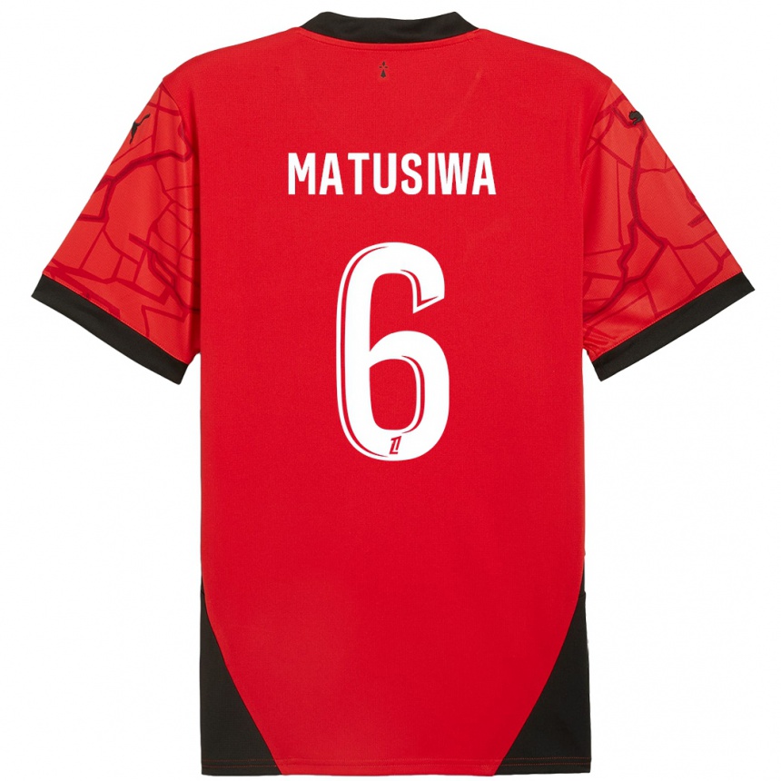 Men Football Azor Matusiwa #6 Red Black Home Jersey 2024/25 T-Shirt Canada