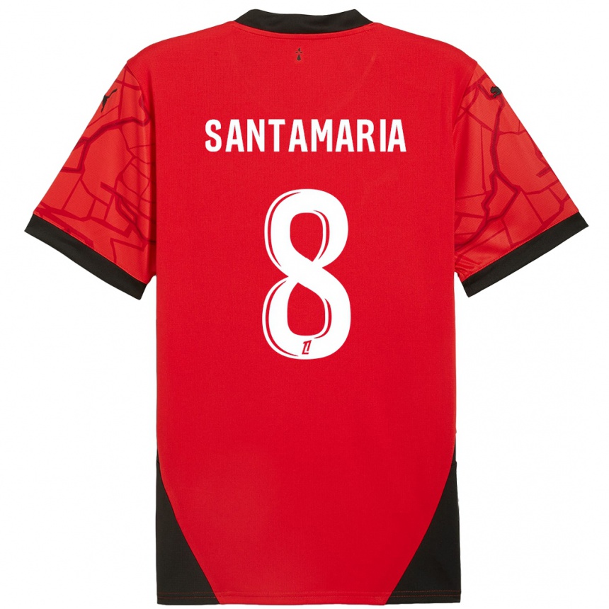 Men Football Baptiste Santamaria #8 Red Black Home Jersey 2024/25 T-Shirt Canada