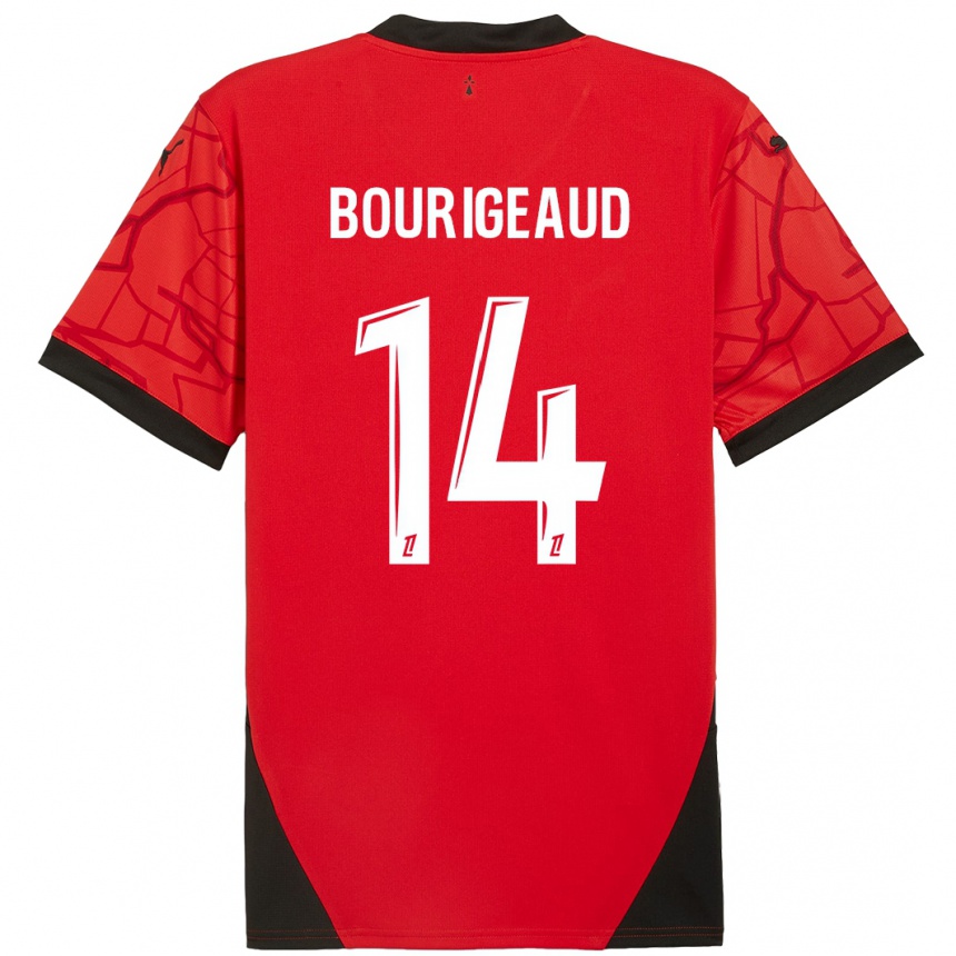 Homme Football Maillot Benjamin Bourigeaud #14 Rouge Noir Tenues Domicile 2024/25 Canada