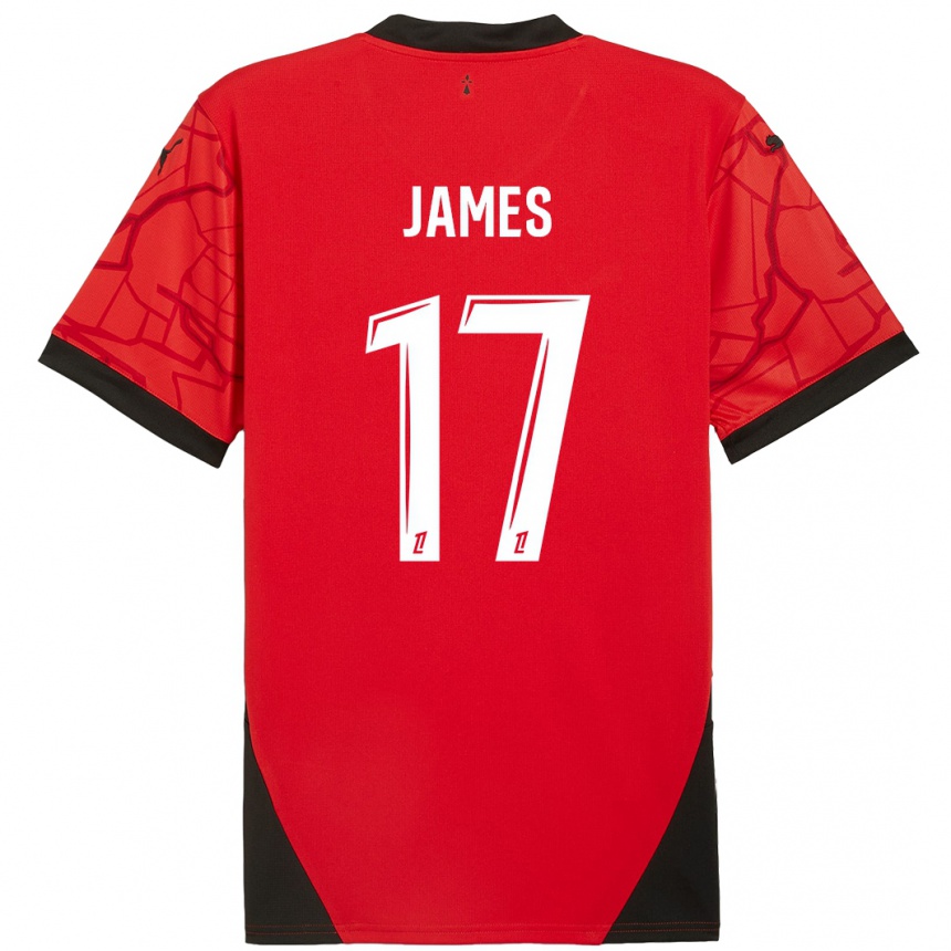 Homme Football Maillot Jordan James #17 Rouge Noir Tenues Domicile 2024/25 Canada