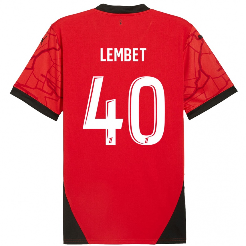 Homme Football Maillot Geoffrey Lembet #40 Rouge Noir Tenues Domicile 2024/25 Canada