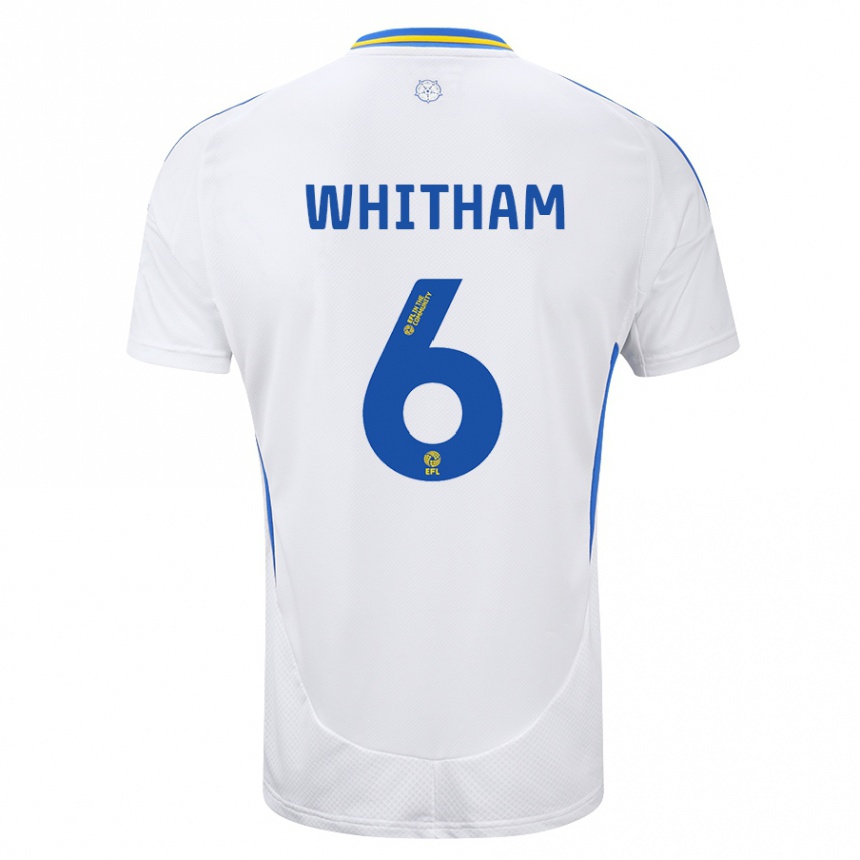 Homme Football Maillot Danielle Whitham #6 Blanc Bleu Tenues Domicile 2024/25 Canada