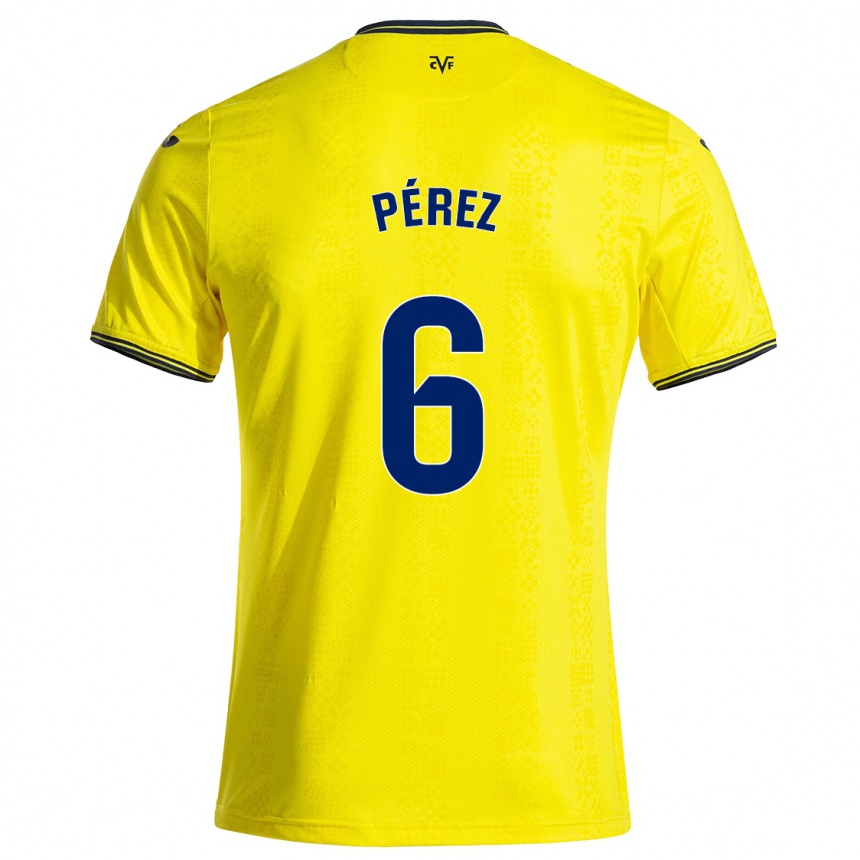 Men Football Hugo Pérez #6 Yellow Black Home Jersey 2024/25 T-Shirt Canada