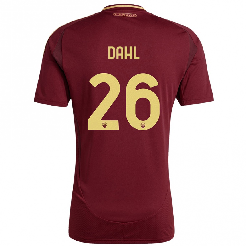 Men Football Samuel Dahl #26 Red Brown Gold Home Jersey 2024/25 T-Shirt Canada