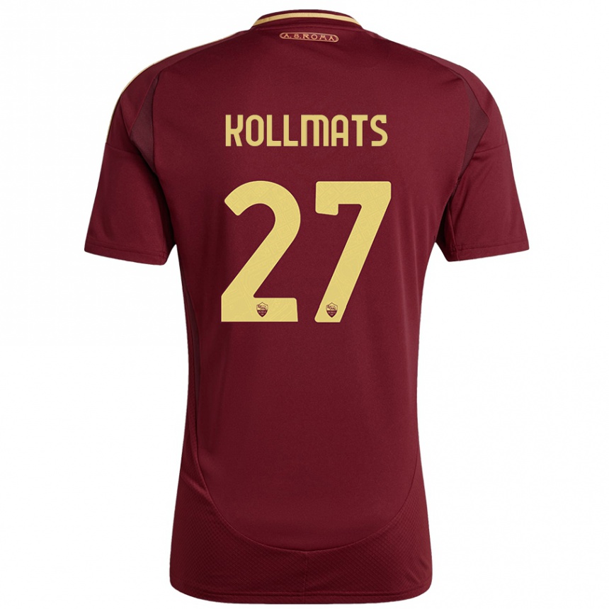 Men Football Beata Kollmats #27 Red Brown Gold Home Jersey 2024/25 T-Shirt Canada