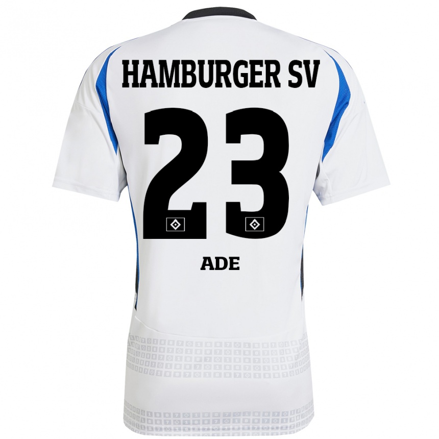 Men Football Jeremy Ade #23 White Blue Home Jersey 2024/25 T-Shirt Canada