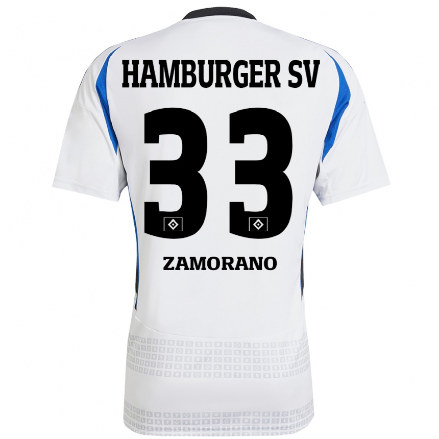 Men Football Jolina Zamorano #33 White Blue Home Jersey 2024/25 T-Shirt Canada